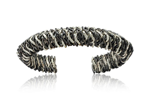 Black Viking Cuff with Sterling