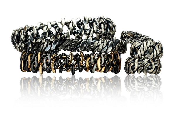 Black Niobium and 14k Gold Razorwire