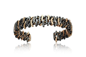 Black Niobium and 14k Gold Razorwire