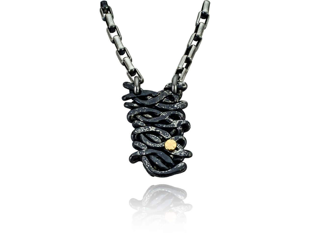 Blackened Niobium and 18k Gold Pendant