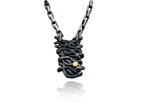 Blackened Niobium and 18k Gold Pendant