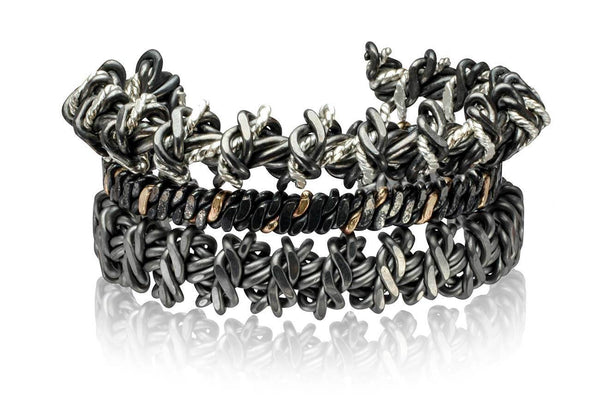 Twisted Sterling and Black Niobium Cuff