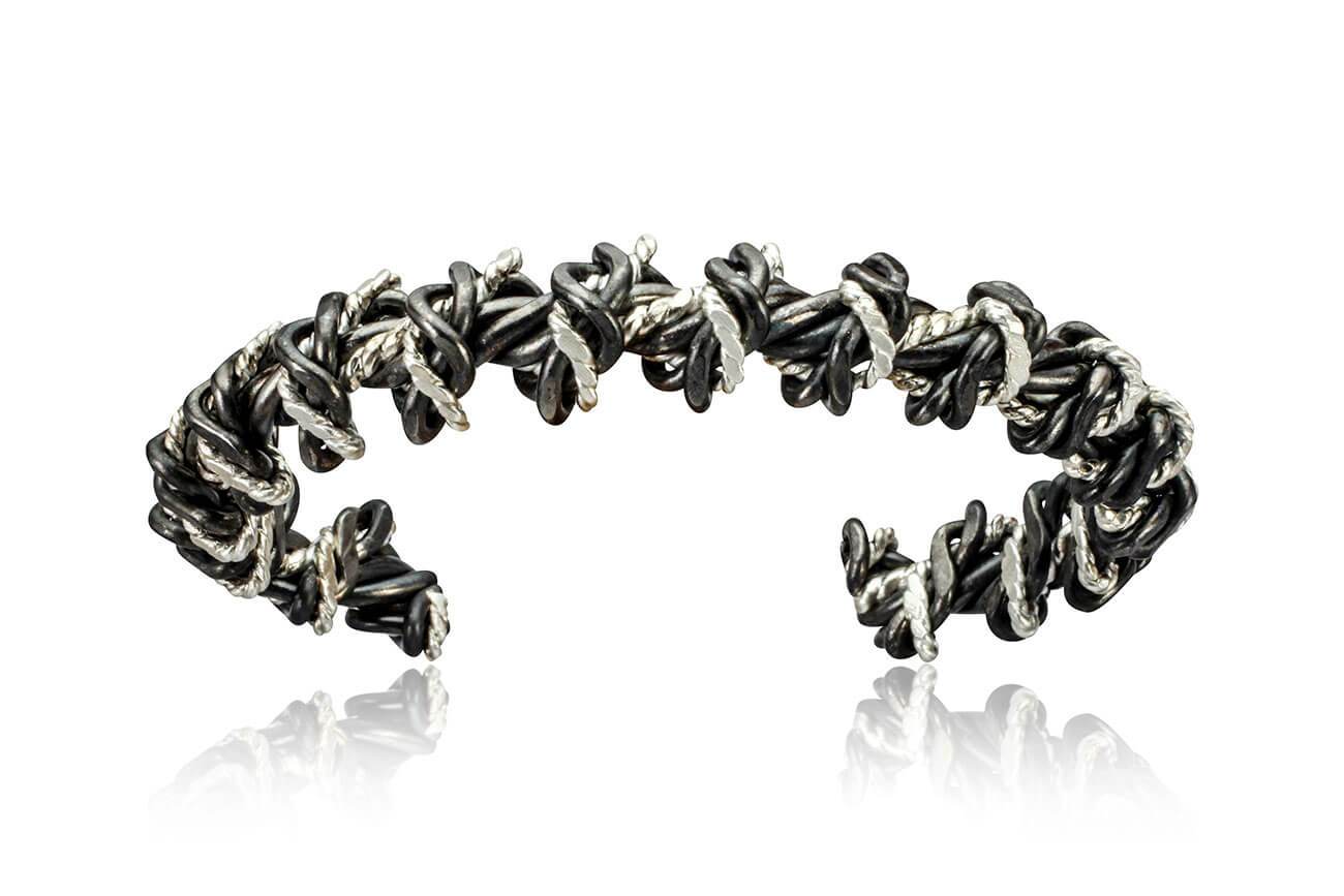 Twisted Sterling and Black Niobium Cuff