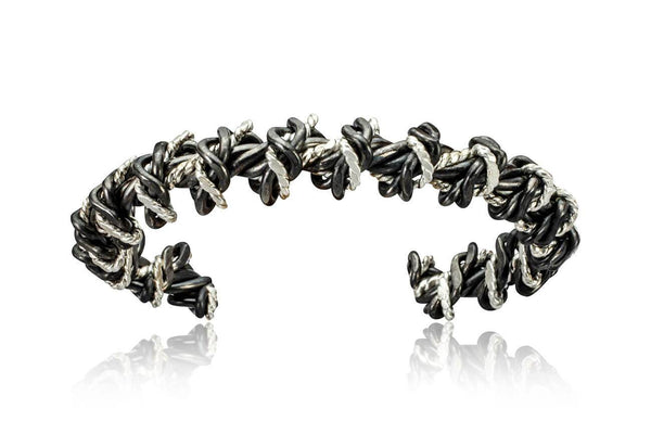 Twisted Sterling and Black Niobium Cuff