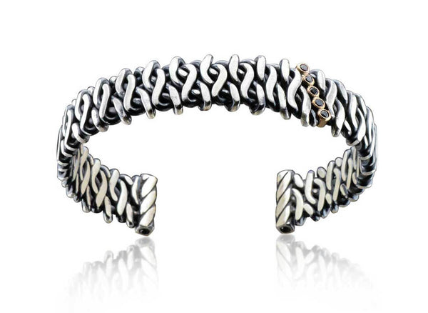 Woven Fire Cuff with Black Diamonds