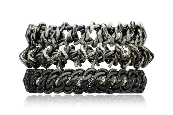 Black Niobium Vortex Cuff, Silver Accent