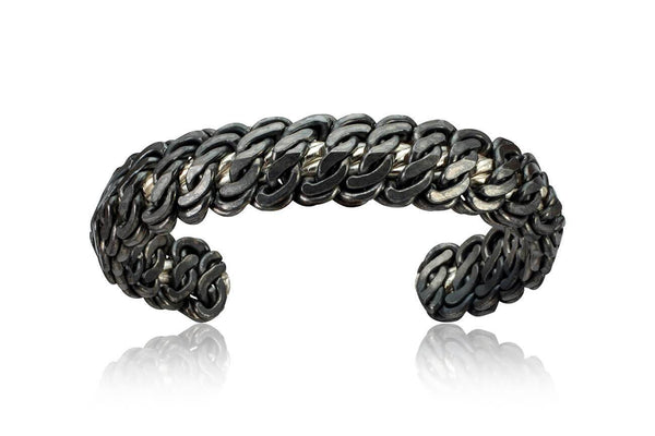 Black Niobium Vortex Cuff, Silver Accent